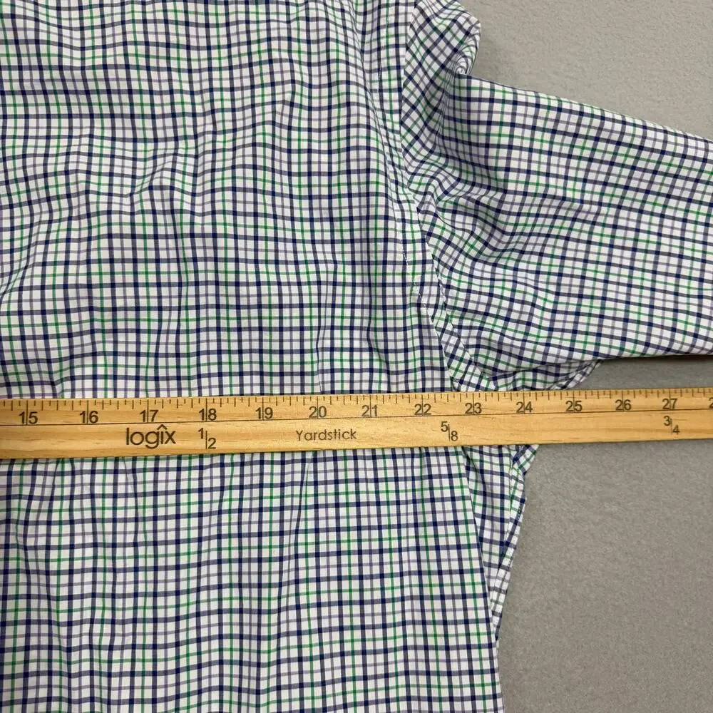 Polo Ralph Lauren Button Down Shirt Men's Extra Large White Blue Green Plaid